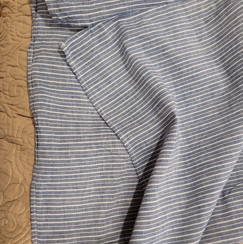 J.Crew Cold Shoulder Ruffle Chambray Striped Top - image 6
